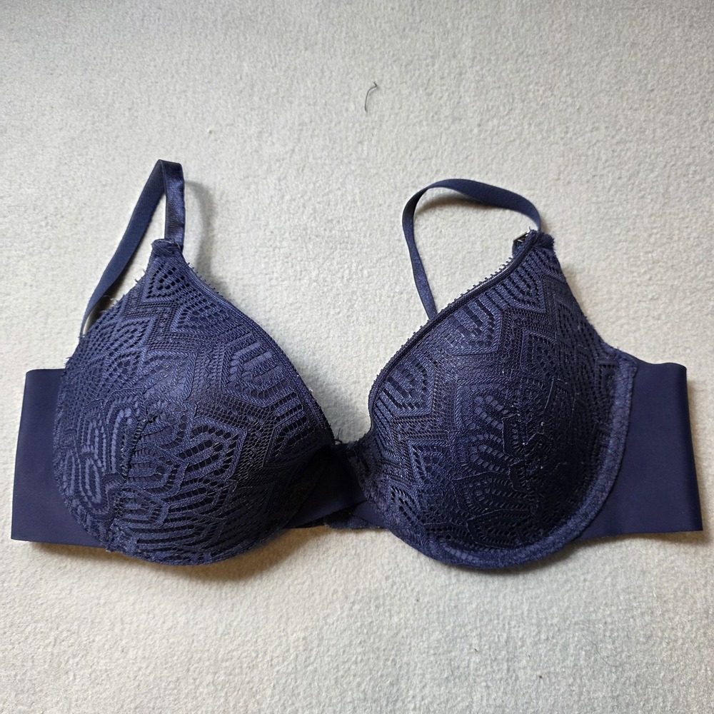 Nautica Intimates Bra‎ 36C Blue Lace Underwire Lightly Lined T-Shirt